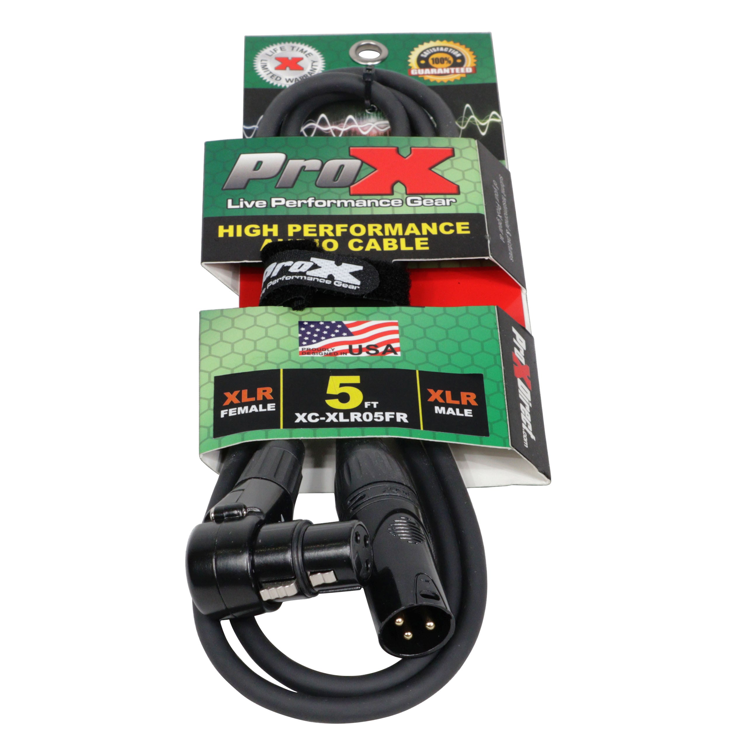 ProX 5' Ft High Performance Right-angle XLR-F to XLR-M Audio Balanced Cable