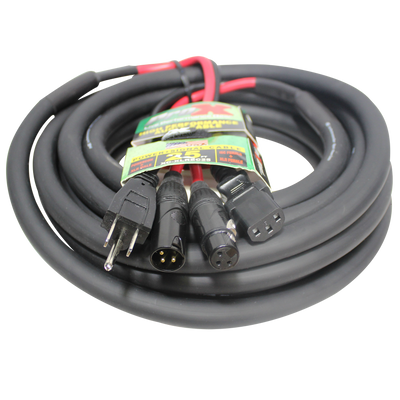 ProX 25 Ft. XLR Audio + Edison to IEC Power Cable for PA DJ Speakers
