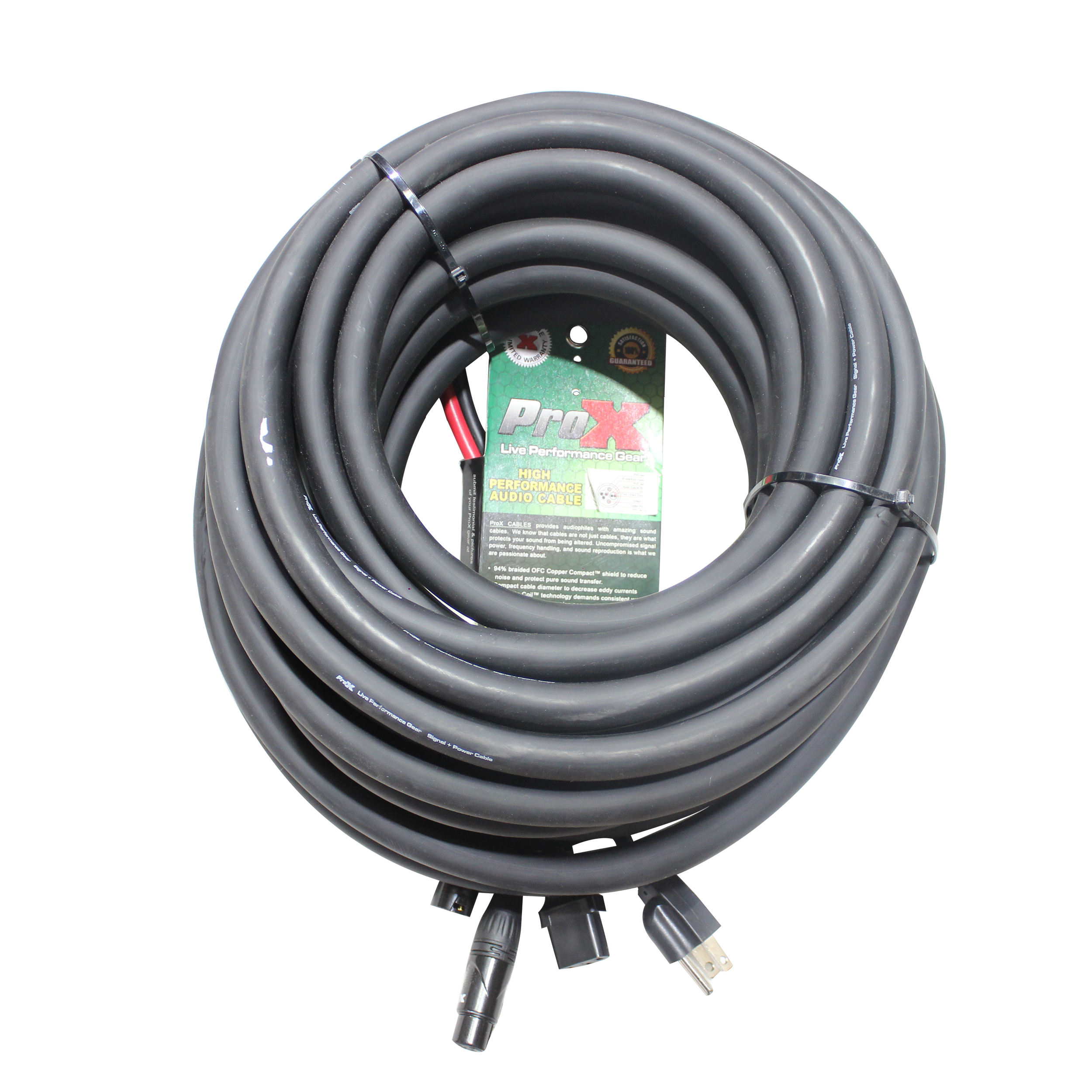 ProX 50 Ft. XLR Audio + Edison to IEC Power Cable for PA DJ Speakers