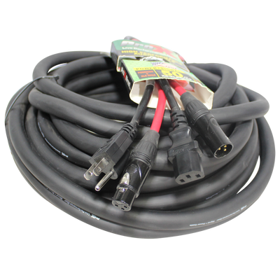 ProX 50 Ft. XLR Audio + Edison to IEC Power Cable for PA DJ Speakers