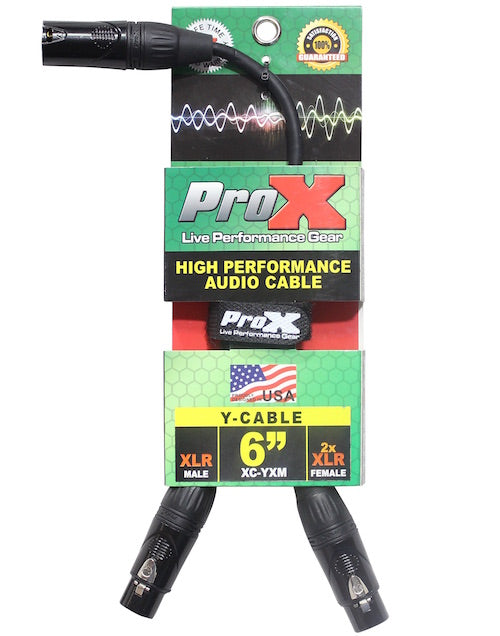 ProX 6 In. Balanced XLR-M to Dual XLR-F High Performance Audio Y Cable