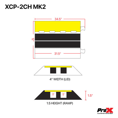 ProX 2-Channel Rubber Cable Protector Ramp Speed Bump Cover Indoor Outdoor – Supports up to 60 Tons