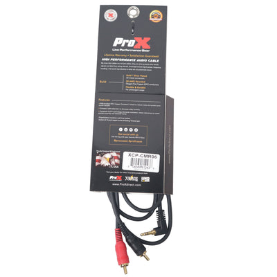 ProX 6 Ft.1/8" 3.5mm Mini TRS to Dual RCA Male Audio Cable