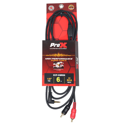 ProX 6 Ft.1/8" 3.5mm Mini TRS to Dual RCA Male Audio Cable