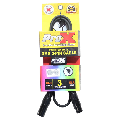 ProX 3 Ft. DMX XLR3-M to XLR3-F Premium Cable