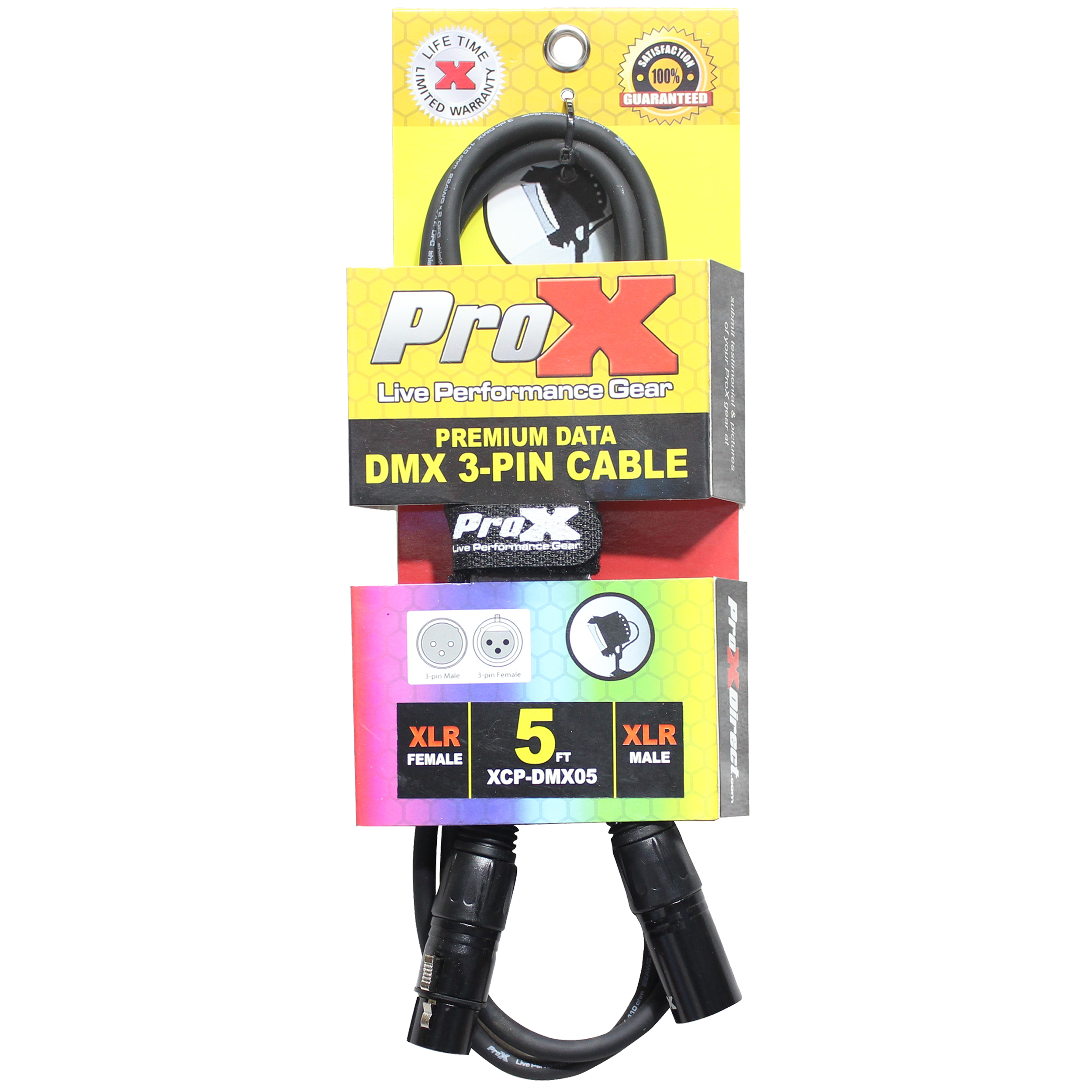 ProX 5 Ft. DMX XLR3-M to XLR3-F Premium Cable
