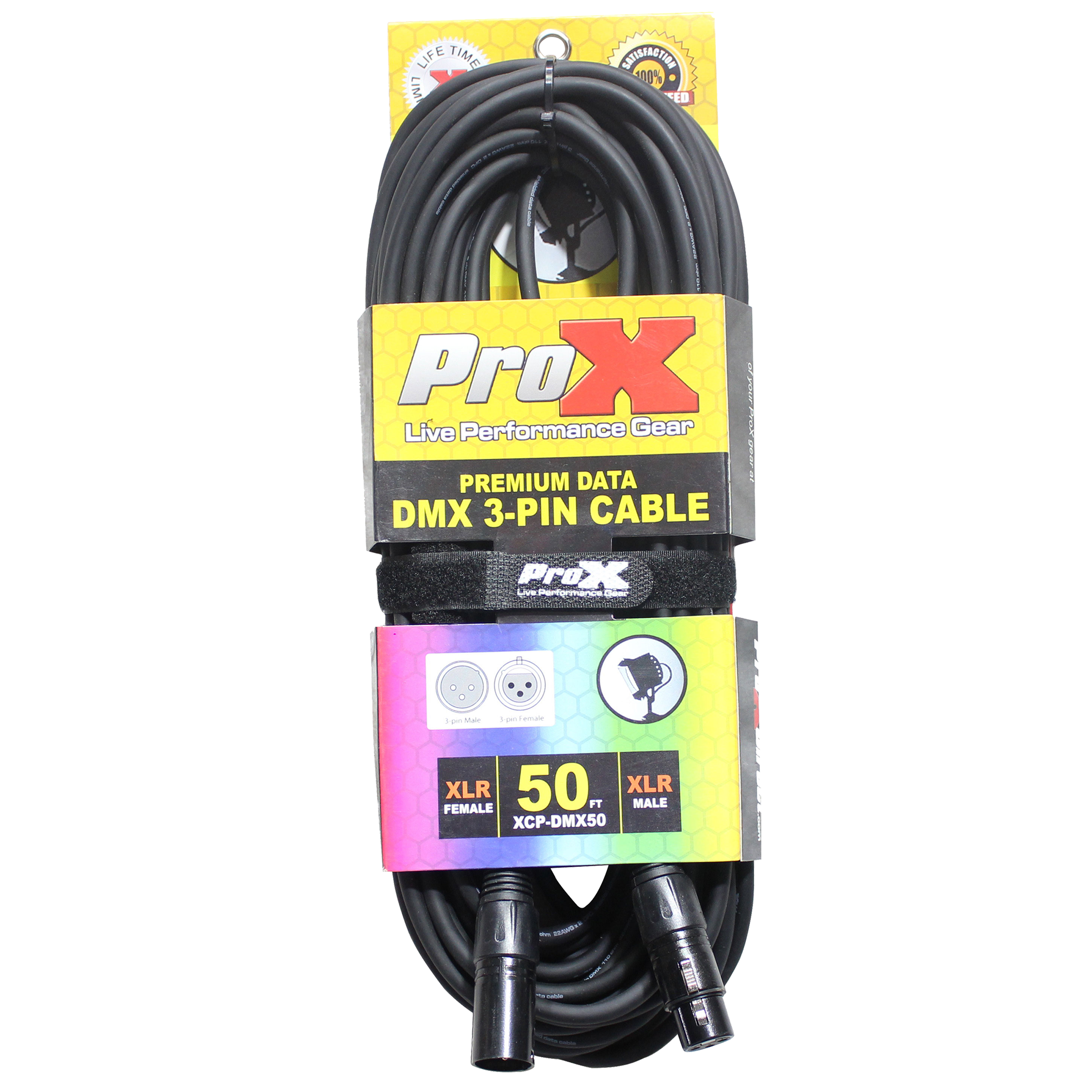 ProX 50 Ft. DMX XLR3-M to XLR3-F Premium Cable