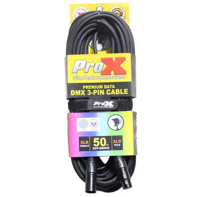 ProX 50 Ft. DMX XLR3-M to XLR3-F Premium Cable