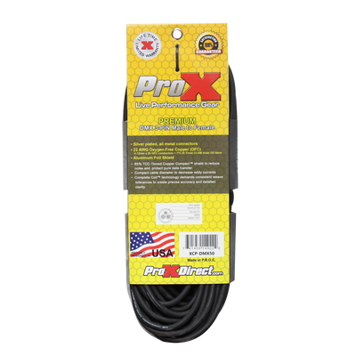 ProX 50 Ft. DMX XLR3-M to XLR3-F Premium Cable