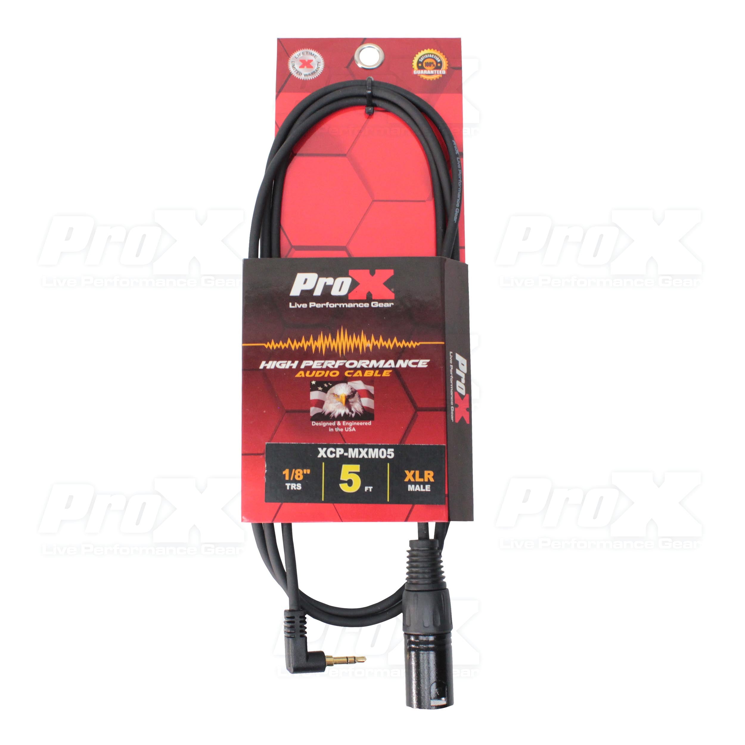 ProX 5 Ft. Unbalanced 1/8" (3.5mm) TRS Mini to XLR-M Premium Audio Cable