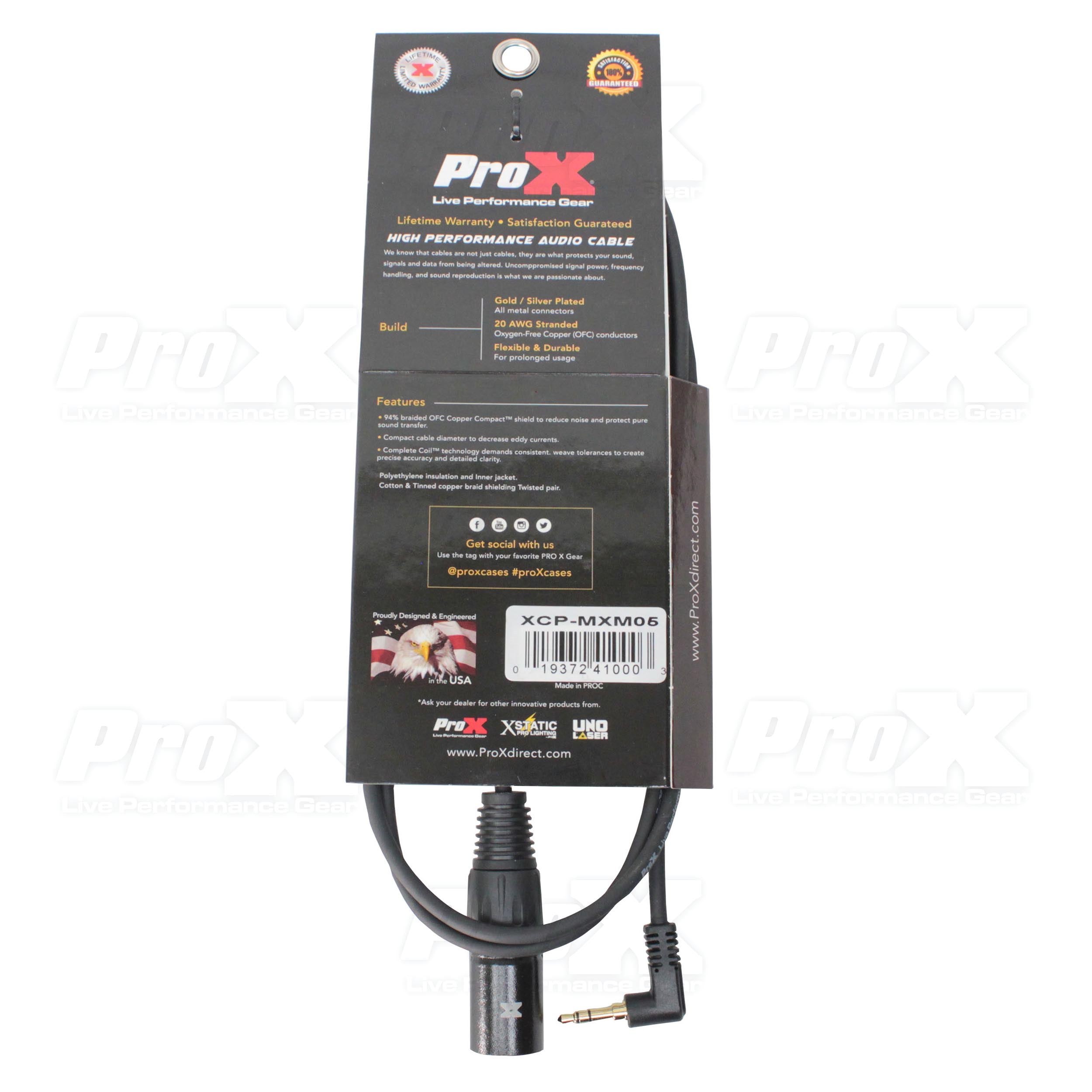 ProX 5 Ft. Unbalanced 1/8" (3.5mm) TRS Mini to XLR-M Premium Audio Cable