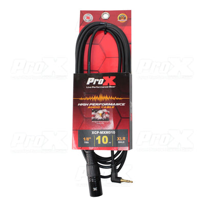 ProX 10 Ft. Unbalanced 1/8" (3.5mm) TRS Mini to XLR-M Premium Audio Cable