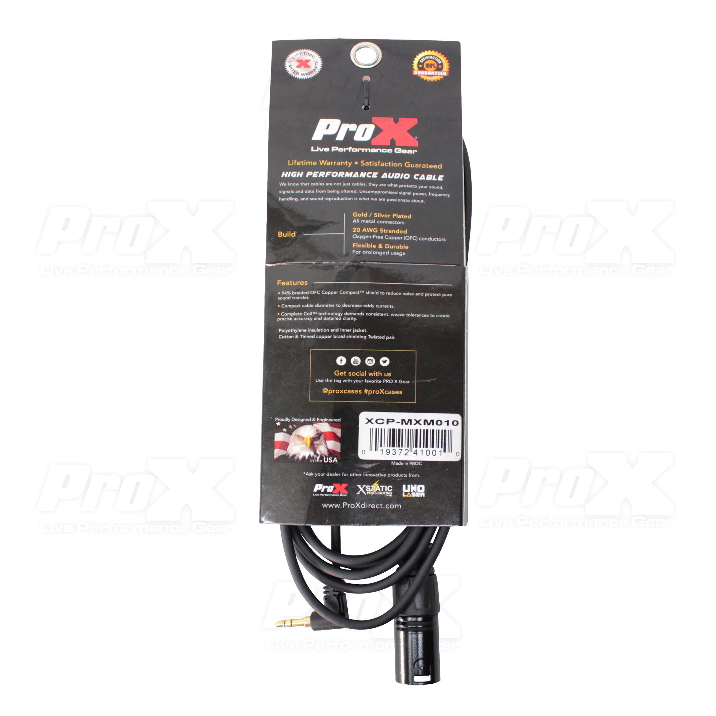 ProX 10 Ft. Unbalanced 1/8" (3.5mm) TRS Mini to XLR-M Premium Audio Cable