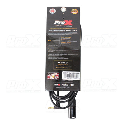 ProX 10 Ft. Unbalanced 1/8" (3.5mm) TRS Mini to XLR-M Premium Audio Cable