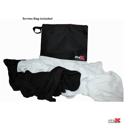 ProX Black Frame 6 Ft foldable 4 Panel Tabletop DJ Facade Front Board booth with Black and White Scrims and poratble bag