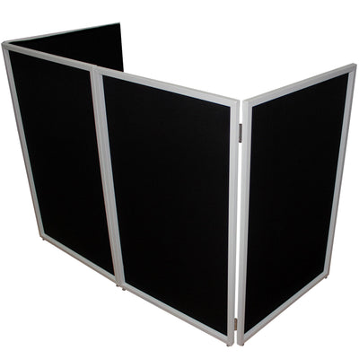 ProX Four Panel Wedding White Frame Collapse and Go DJ Facade, Two Side corner Shelves, Carry Bag, 4xBlack and 4xWhite Scrims