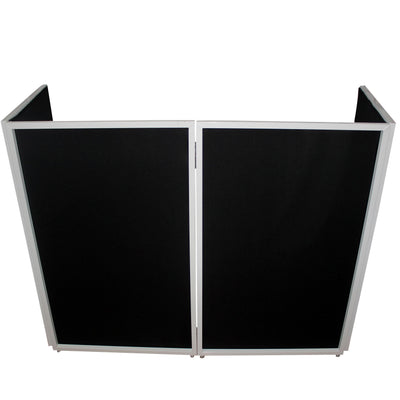 ProX Four Panel Wedding White Frame Collapse and Go DJ Facade, Two Side corner Shelves, Carry Bag, 4xBlack and 4xWhite Scrims