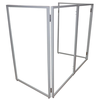 ProX Four Panel Wedding White Frame Collapse and Go DJ Facade, Two Side corner Shelves, Carry Bag, 4xBlack and 4xWhite Scrims