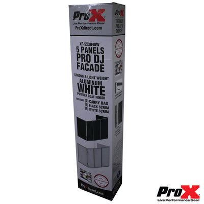 ProX 5 Panel Silver Frame DJ Facade W/ Stainless Quick Release 180 Deg Hinges