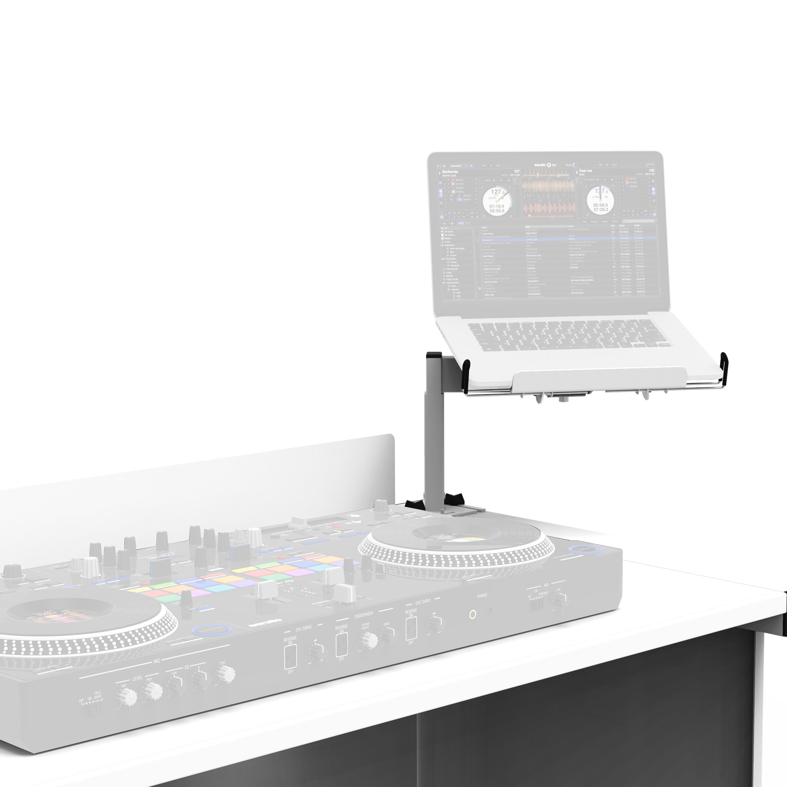 ProX WHITE Universal Side Laptop Shelf Mounting Stand for B3 DJ Table Workstation by Humpter