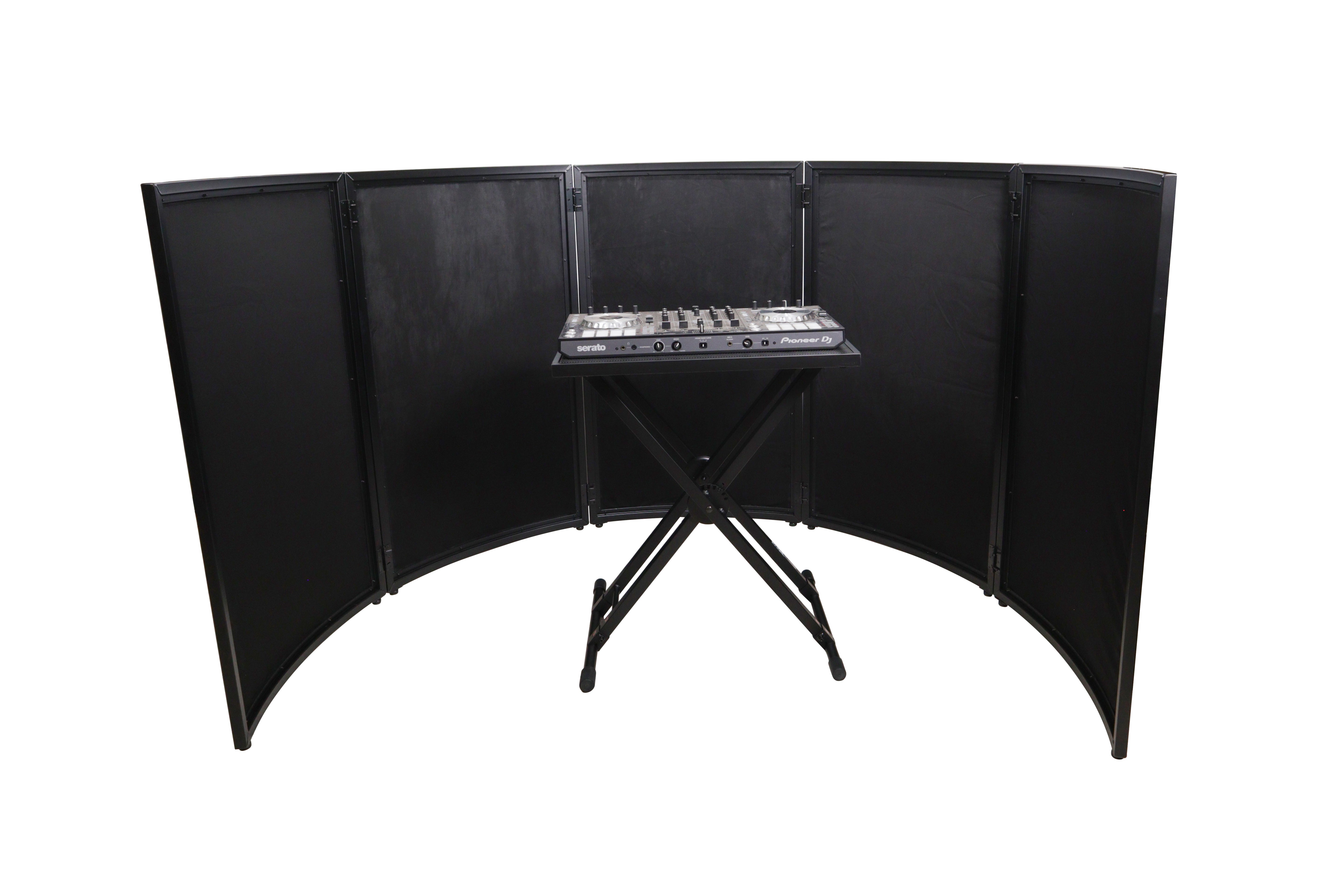 ProX LUNA DJ Facade 5 Panel Curved with Black White Scrim Kit Black Hardware