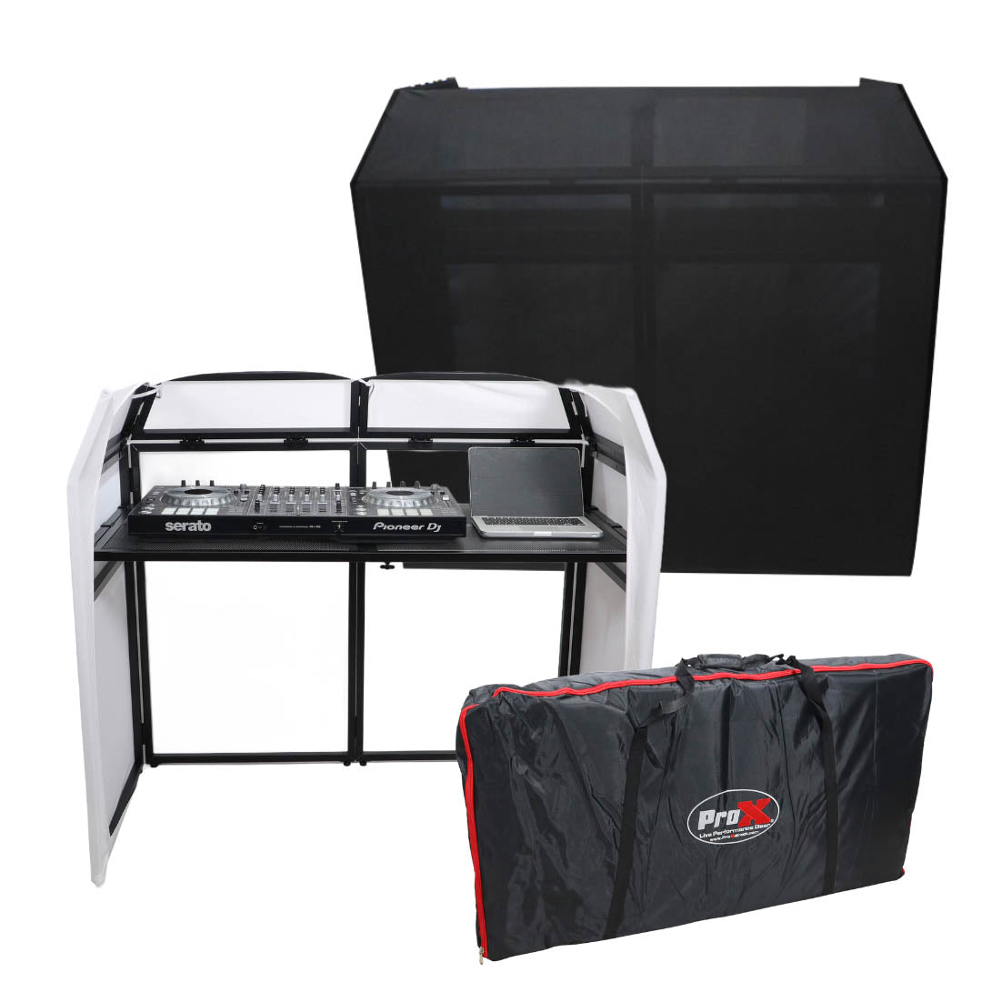 ProX Mesa MK2 DJ Facade Table Station Includes White & Black Scrims and Padded Carry Bag