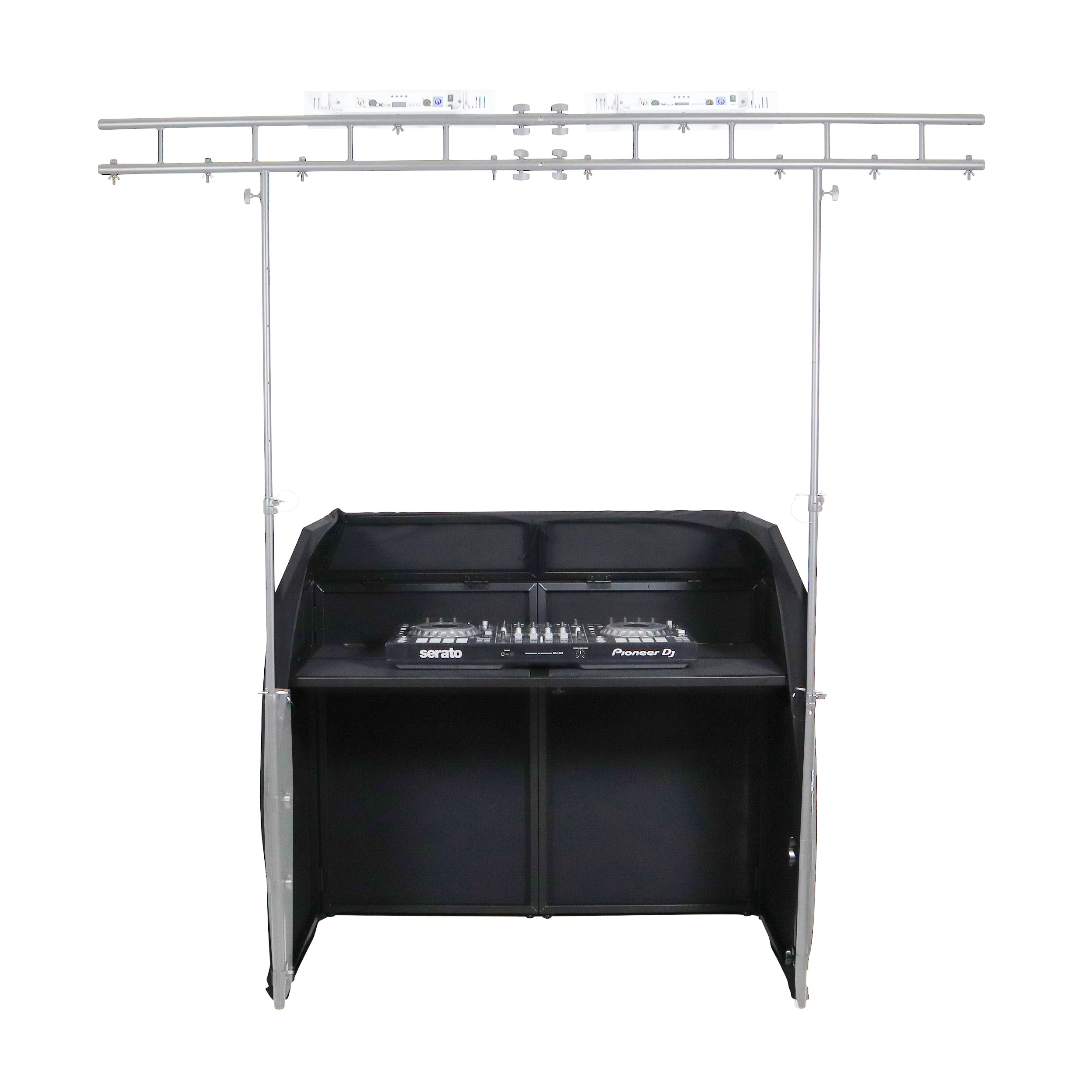 ProX Mesa MK2 DJ Facade Table Station Includes White & Black Scrims and Padded Carry Bag
