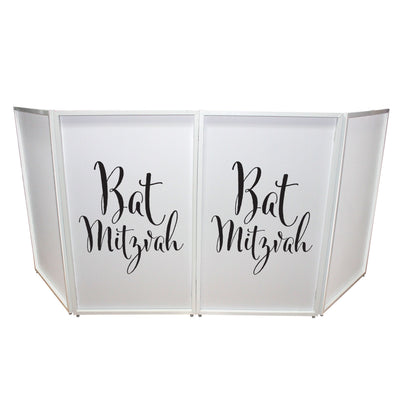 ProX Bat Mitzvah Facade Enhancement Scrim - Black Script on White | Set of Two