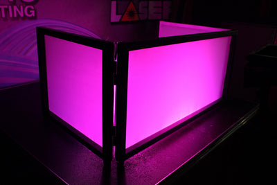 ProX Black Frame 6 Ft foldable 4 Panel Tabletop DJ Facade Front Board booth with Black and White Scrims and poratble bag