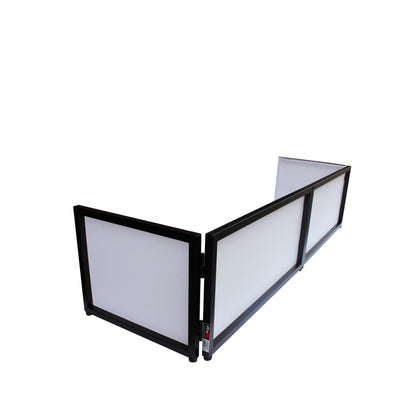 ProX Black Frame 6 Ft foldable 4 Panel Tabletop DJ Facade Front Board booth with Black and White Scrims and poratble bag