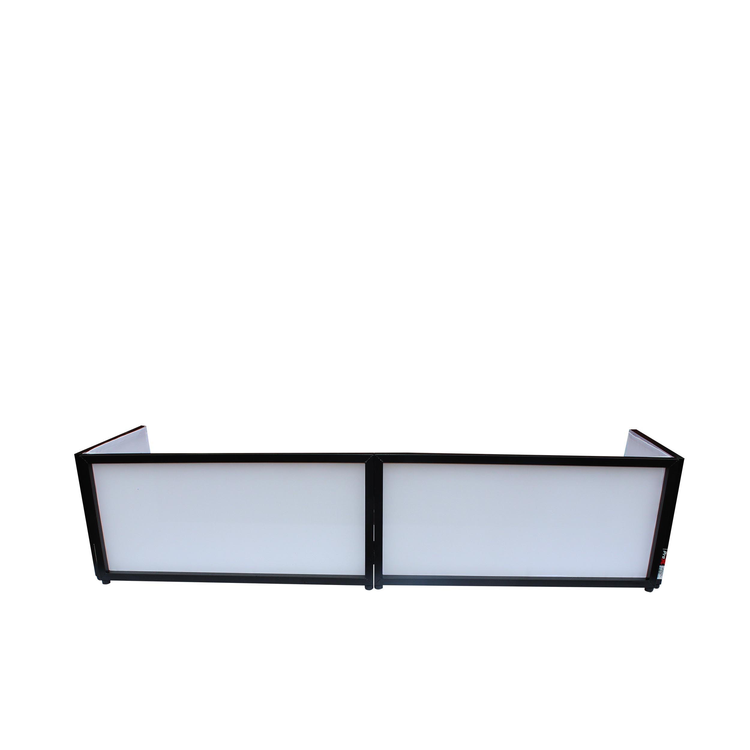 ProX Black Frame 6 Ft foldable 4 Panel Tabletop DJ Facade Front Board booth with Black and White Scrims and poratble bag