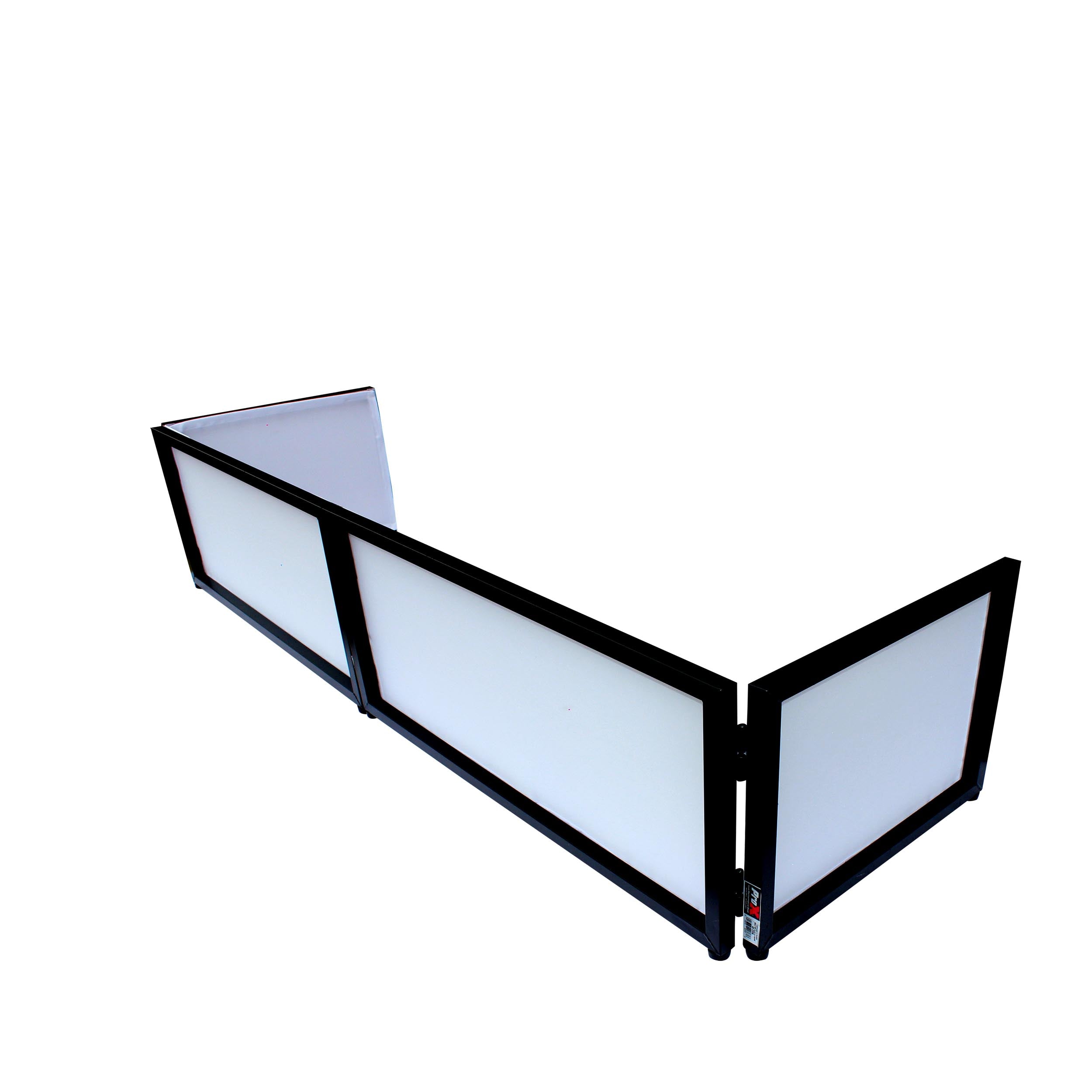 ProX Black Frame 6 Ft foldable 4 Panel Tabletop DJ Facade Front Board booth with Black and White Scrims and poratble bag