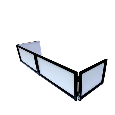 ProX Black Frame 6 Ft foldable 4 Panel Tabletop DJ Facade Front Board booth with Black and White Scrims and poratble bag