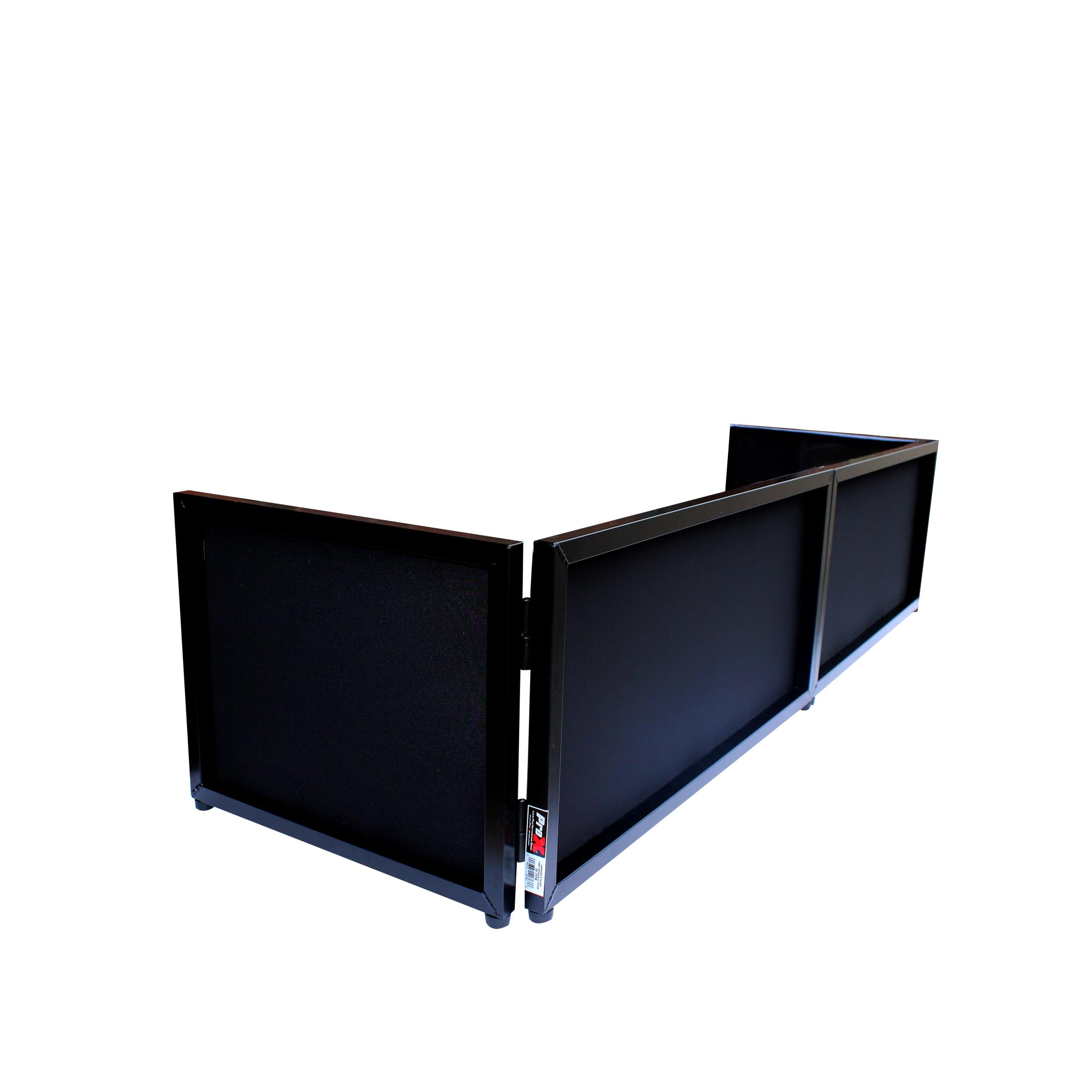 ProX Black Frame 6 Ft foldable 4 Panel Tabletop DJ Facade Front Board booth with Black and White Scrims and poratble bag