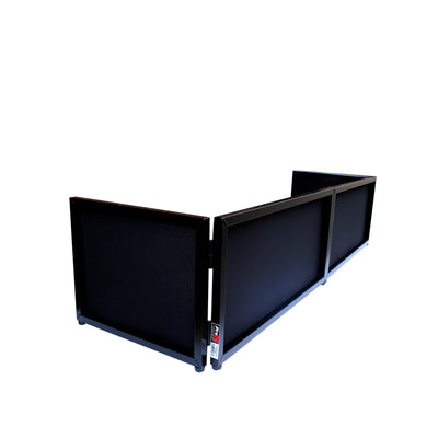 ProX Black Frame 6 Ft foldable 4 Panel Tabletop DJ Facade Front Board booth with Black and White Scrims and poratble bag