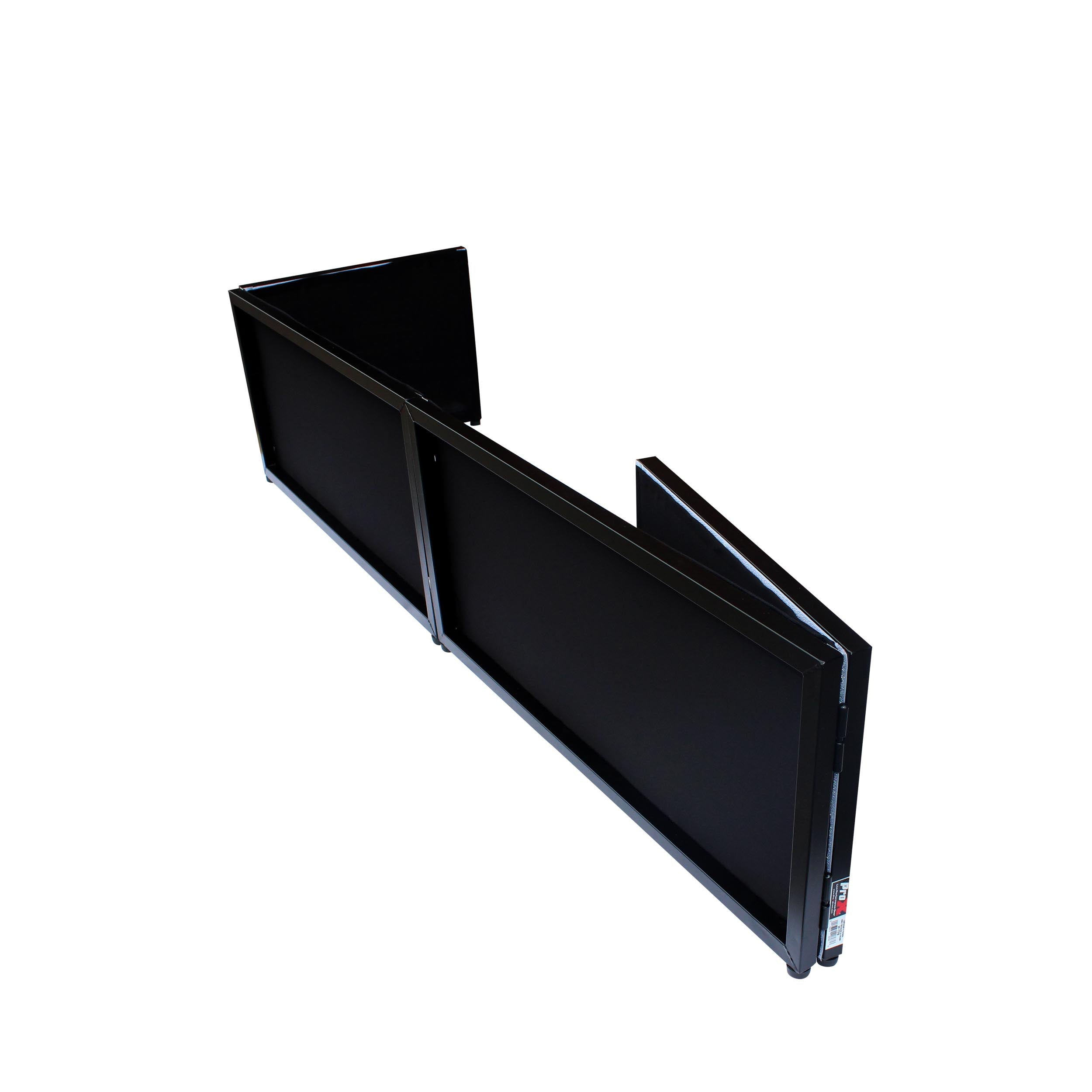 ProX Black Frame 6 Ft foldable 4 Panel Tabletop DJ Facade Front Board booth with Black and White Scrims and poratble bag