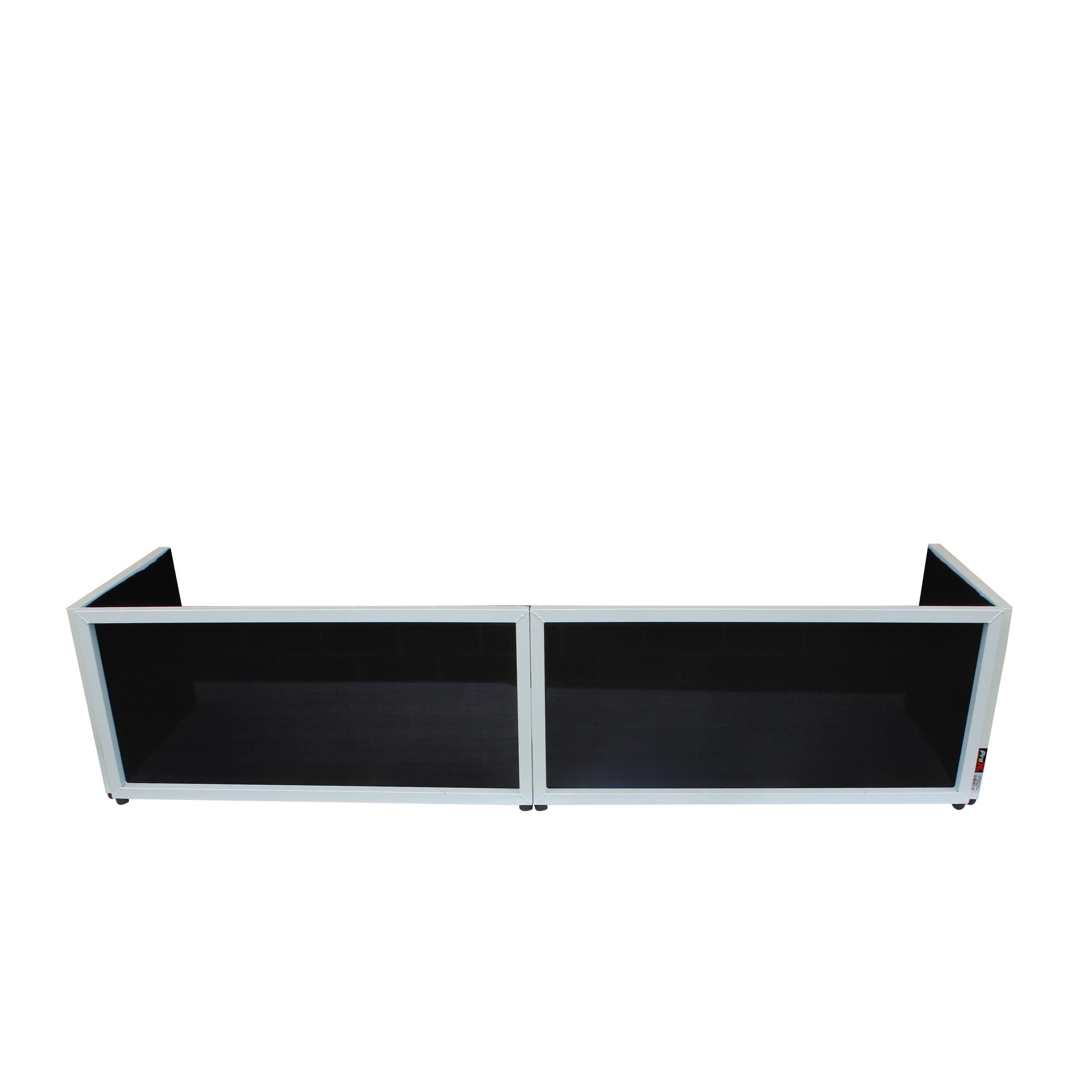 ProX White Frame 6 Ft foldable 4 Panel Tabletop DJ Facade Front Board booth with Black and White Scrims and poratble bag