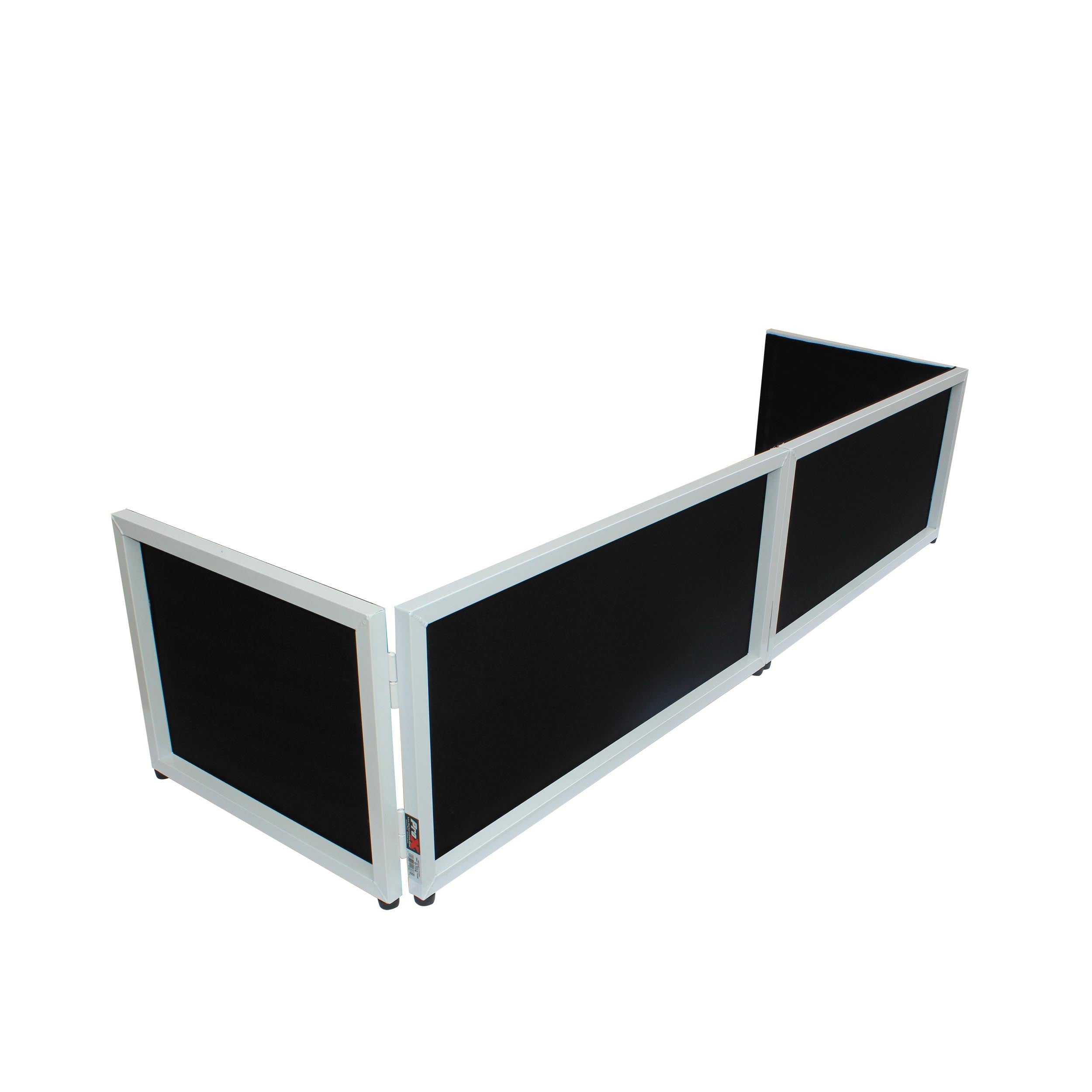ProX White Frame 6 Ft foldable 4 Panel Tabletop DJ Facade Front Board booth with Black and White Scrims and poratble bag