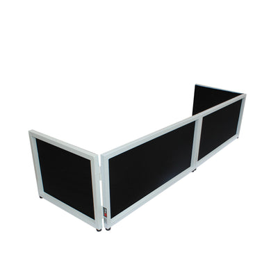 ProX White Frame 6 Ft foldable 4 Panel Tabletop DJ Facade Front Board booth with Black and White Scrims and poratble bag