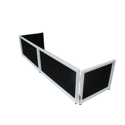 ProX White Frame 6 Ft foldable 4 Panel Tabletop DJ Facade Front Board booth with Black and White Scrims and poratble bag