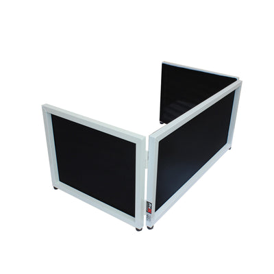 ProX White Frame 6 Ft foldable 4 Panel Tabletop DJ Facade Front Board booth with Black and White Scrims and poratble bag