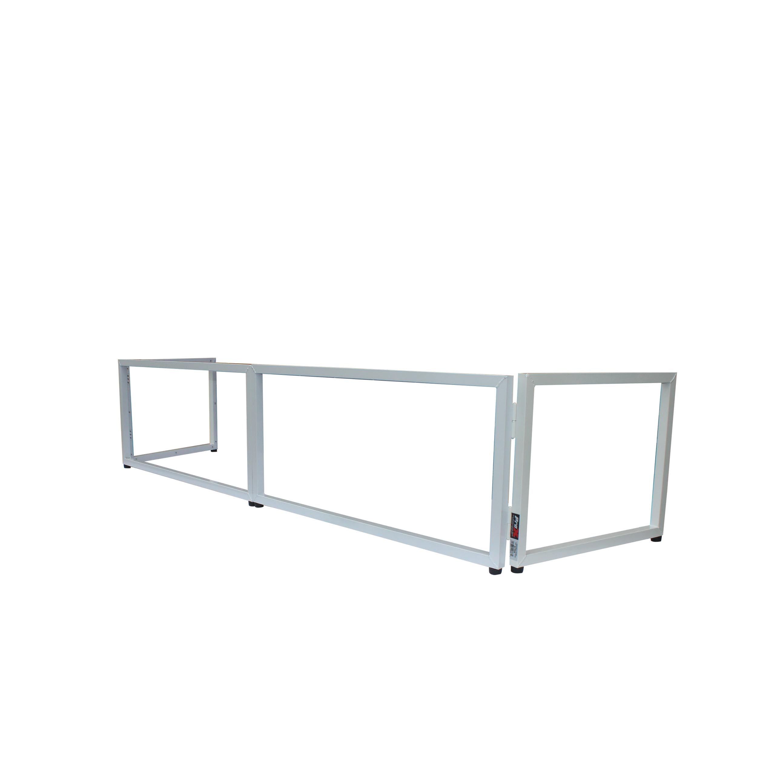 ProX White Frame 6 Ft foldable 4 Panel Tabletop DJ Facade Front Board booth with Black and White Scrims and poratble bag