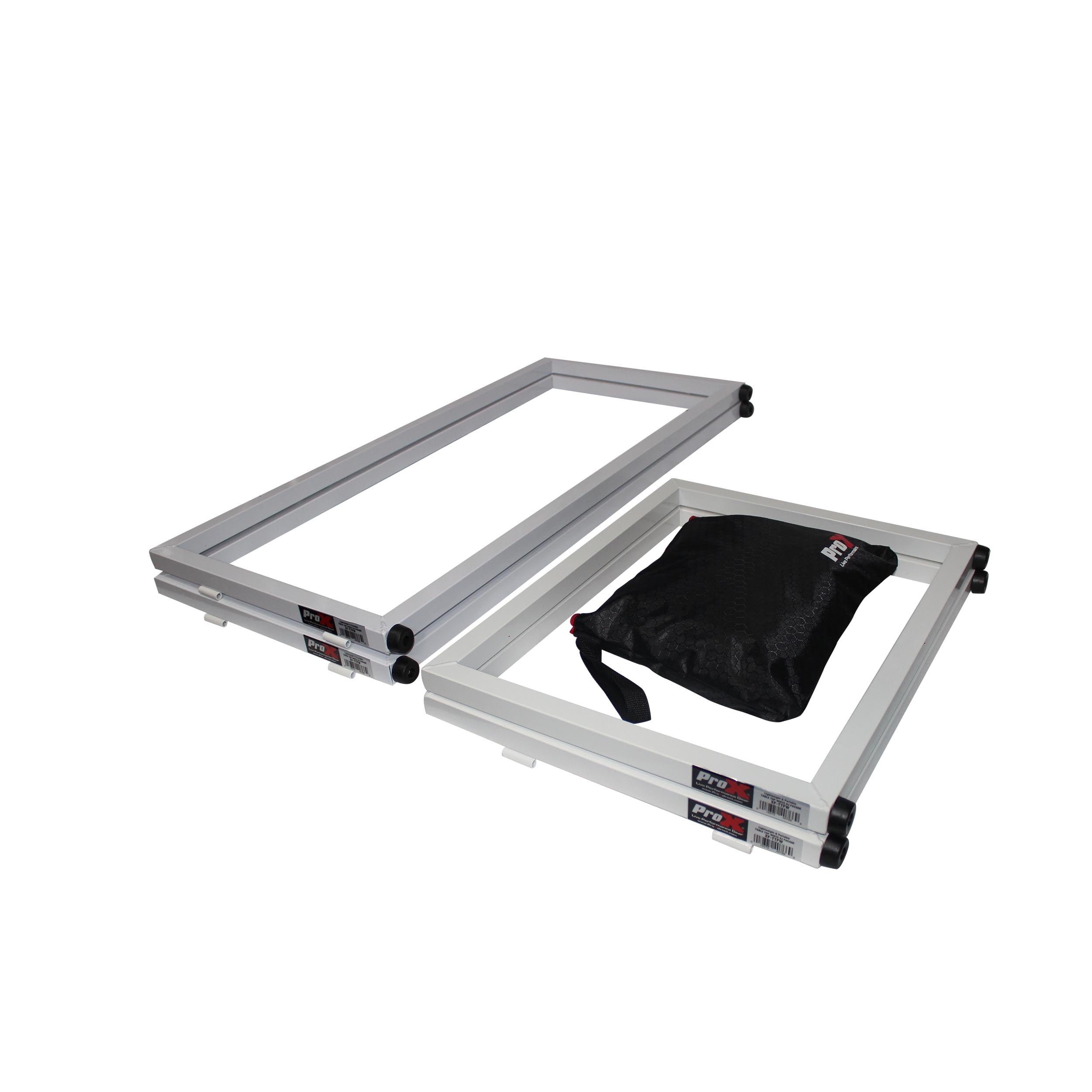 ProX White Frame 6 Ft foldable 4 Panel Tabletop DJ Facade Front Board booth with Black and White Scrims and poratble bag
