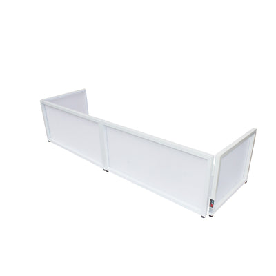 ProX White Frame 6 Ft foldable 4 Panel Tabletop DJ Facade Front Board booth with Black and White Scrims and poratble bag