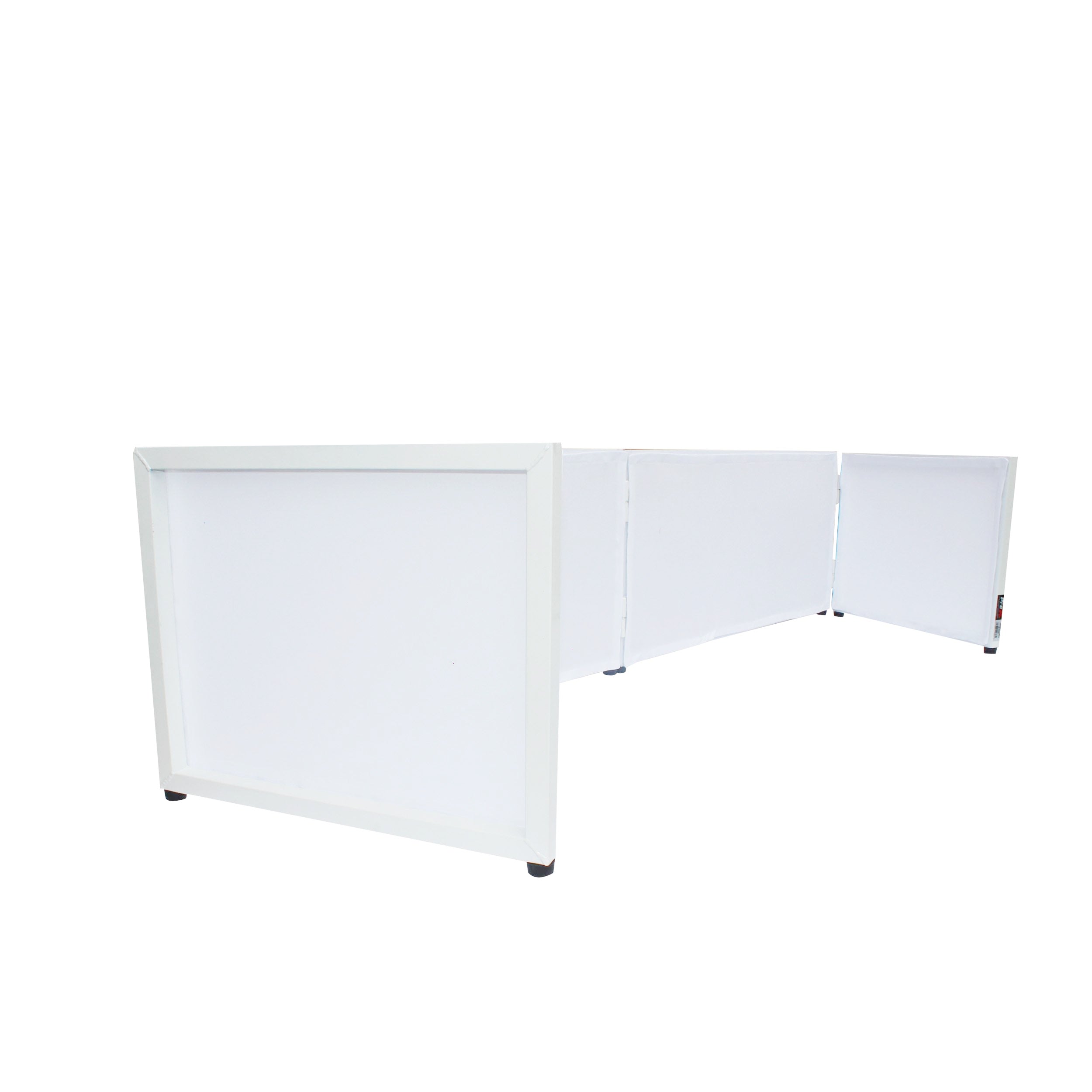 ProX White Frame 6 Ft foldable 4 Panel Tabletop DJ Facade Front Board booth with Black and White Scrims and poratble bag