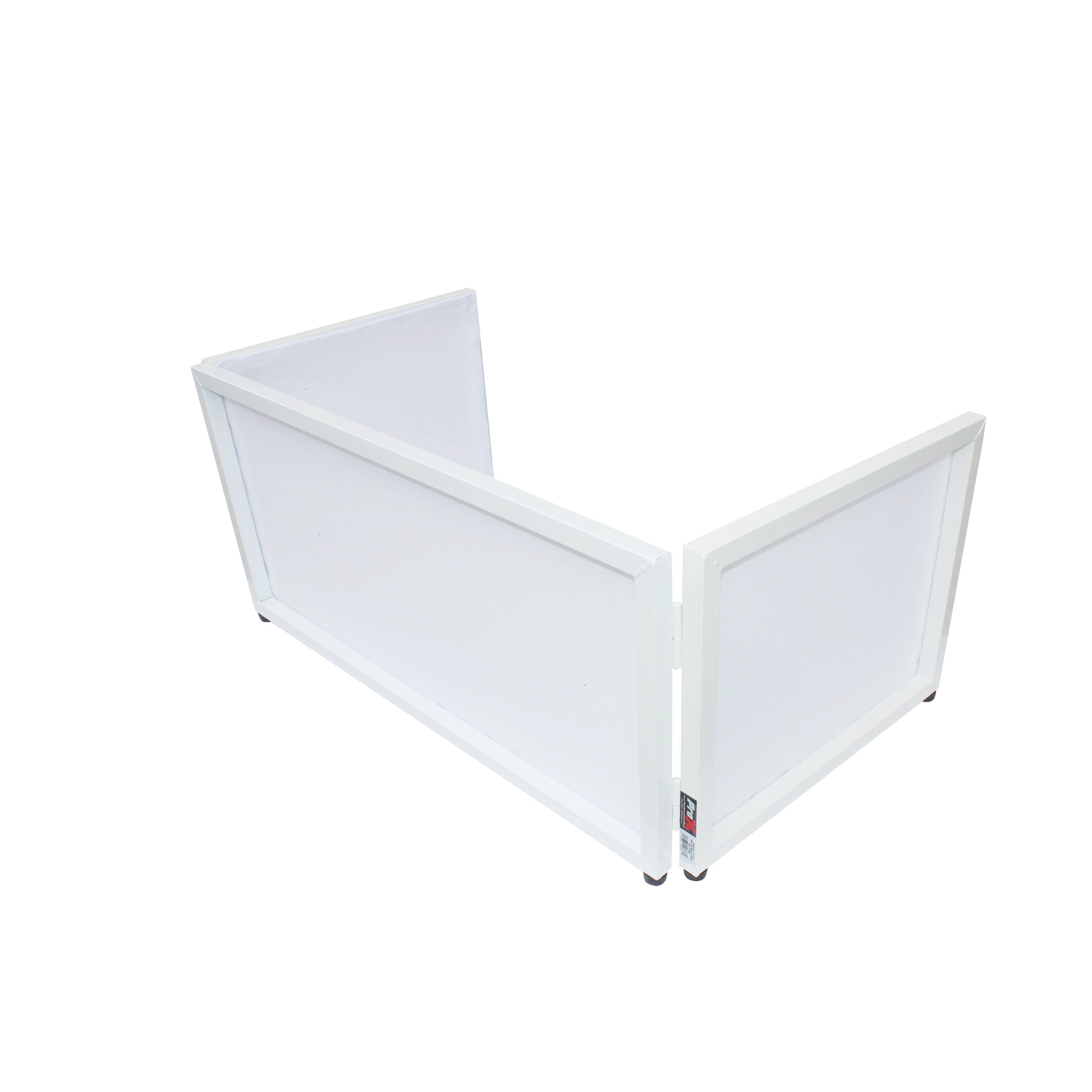 ProX White Frame 6 Ft foldable 4 Panel Tabletop DJ Facade Front Board booth with Black and White Scrims and poratble bag