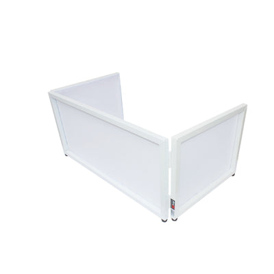 ProX White Frame 6 Ft foldable 4 Panel Tabletop DJ Facade Front Board booth with Black and White Scrims and poratble bag