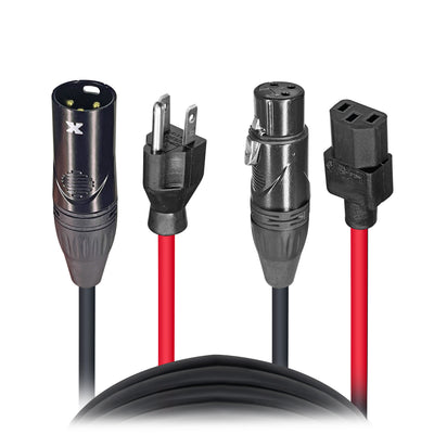 ProX 25 Ft. XLR Audio + Edison to IEC Power Cable for PA DJ Speakers