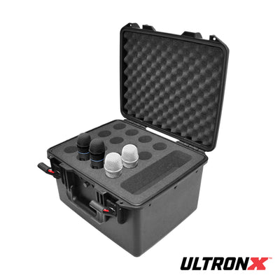 ProX UltronX Plastic Water Tight Molded Travel Case Stores up to (16) Wireless and Wired Microphones