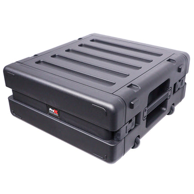 ProX UltronX 4U Rack Air Tight Water Sealed ABS Case with Retractable Pull Out Handle and Wheels